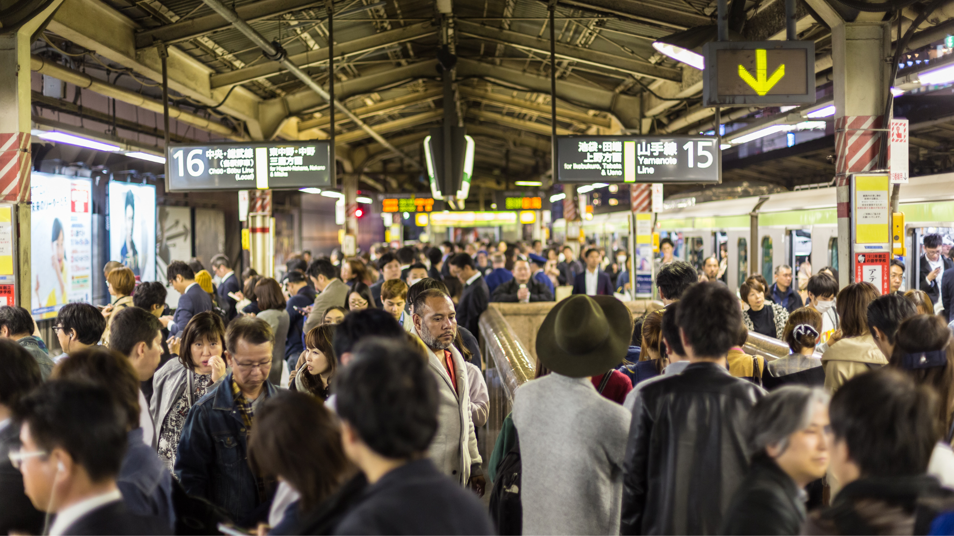 crowded Tokyo subway during rush hour